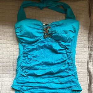 Turquoise one piece with embellishment